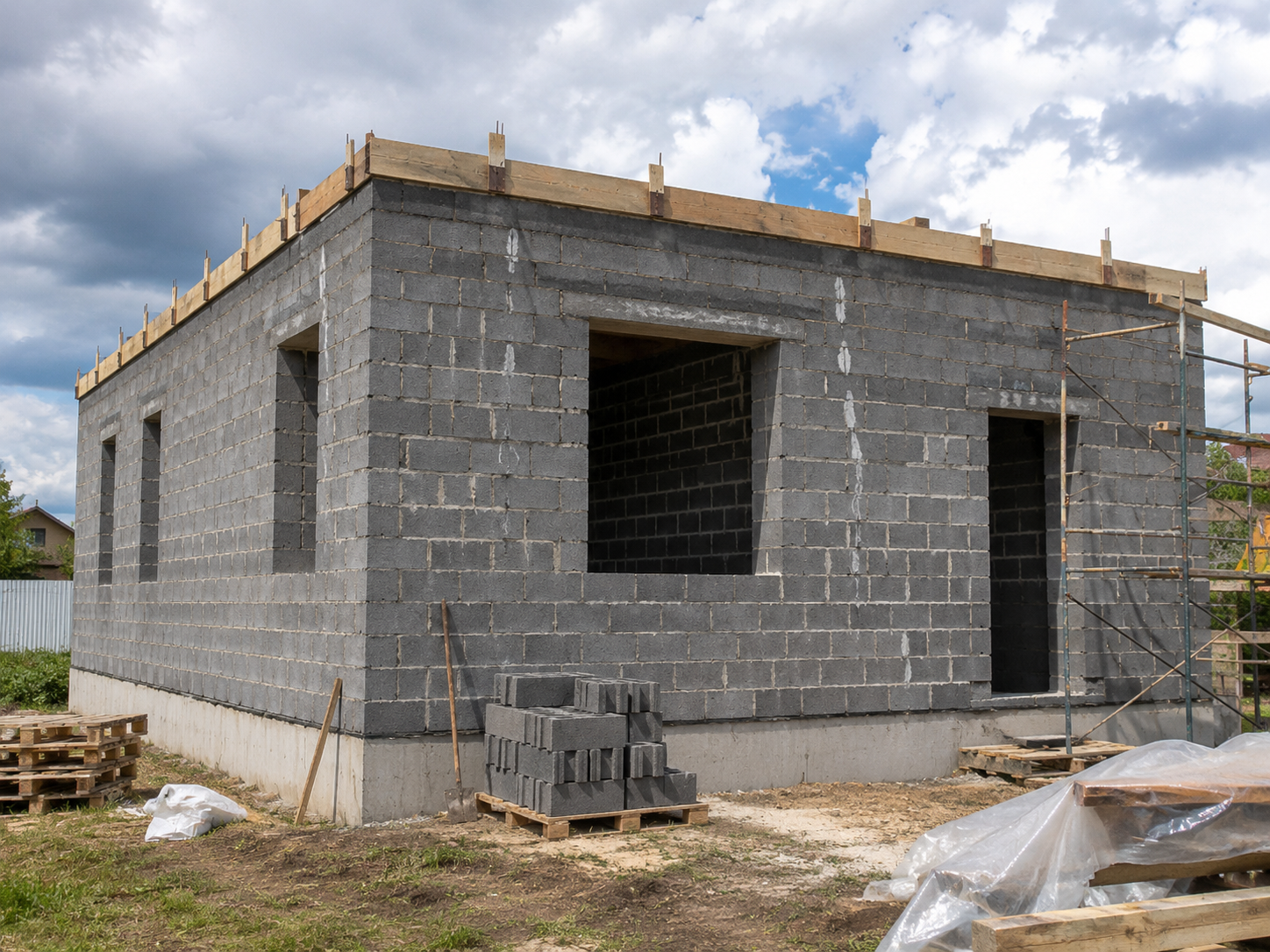 Загородный дом из шлакоблока 85 м² под ключ