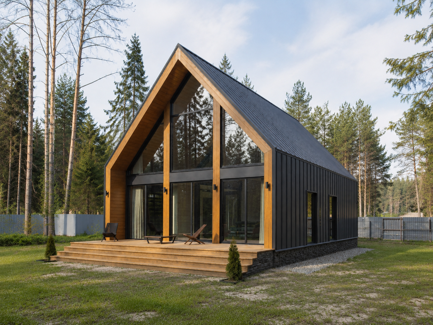 Дом A-frame 110 м² с панорамным остеклением