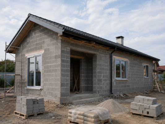 Дом из шлакоблока с практичной планировкой