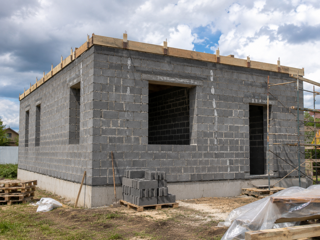 Загородный дом из шлакоблока 85 м² под ключ